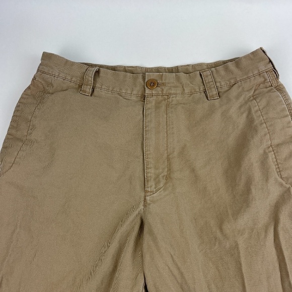 Izod Luxury Sport Chino Pants Mens 32x32 Khaki Flat Front - Picture 3 of 11